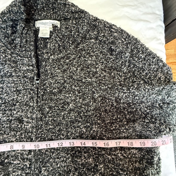 Coldwater Creek Black Gray Marled Knit Zip Front Sweater Jacket Women’s XL - Picture 5 of 5